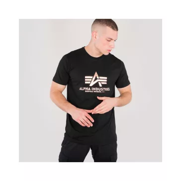 Basic T Foil Print - black/gold