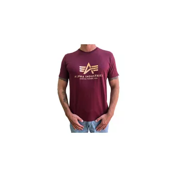 Basic T Foil Print - burgundy/gold