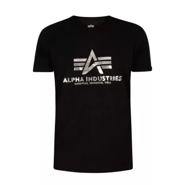 Basic T Foil Print - black/metal silver