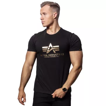 Basic T Foil Print - black/yellow gold