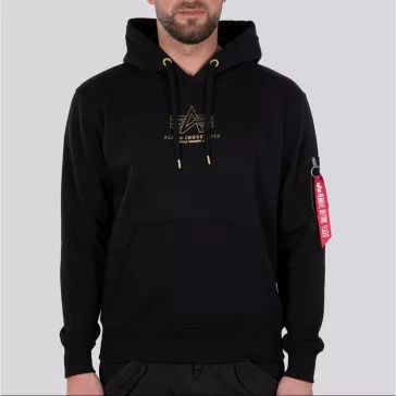 Basic Hoody ML Foil Print - black