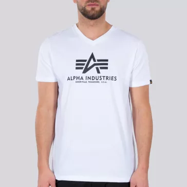 Basic V Neck T - white