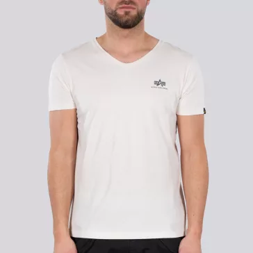 Basic V Neck T Small Logo - jet stream white