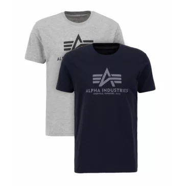 Basic T 2 Pak - greyheather/replica blue