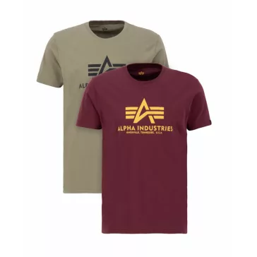 Basic T 2 Pak - olive/burgundy