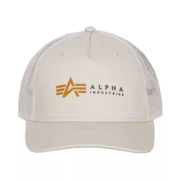 Alpha Label Trucker Cap - jet stream white