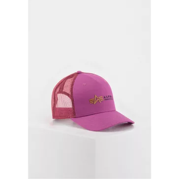Alpha Label Trucker Cap - dark magenta