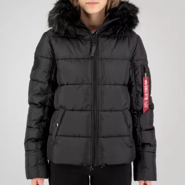 Hooded Puffer Alpha Woman - black