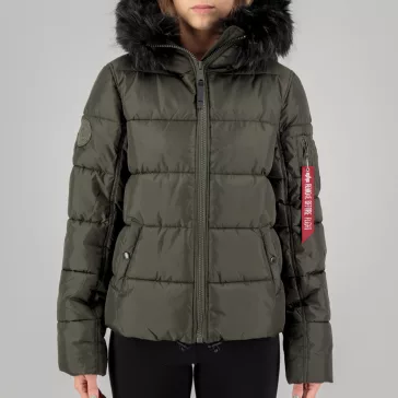 Hooded Puffer Alpha Woman - dark olive