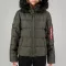 Hooded Puffer Alpha Woman - dark olive