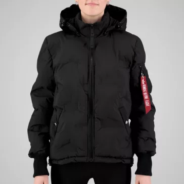 Hooded Logo Puffer Woman - black
