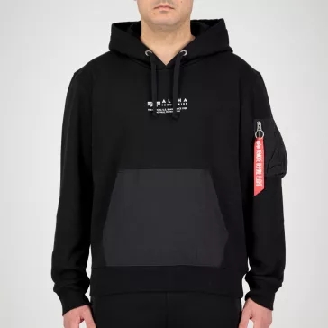 Nylon Pocket Hoody - black