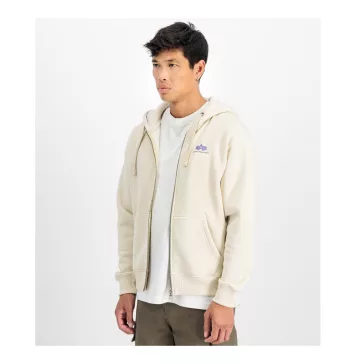 Basic Zip Hoodie SL - vintage white