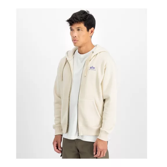 Basic Zip Hoodie SL - vintage white