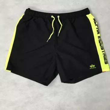Printed Stripe Swim Short - black