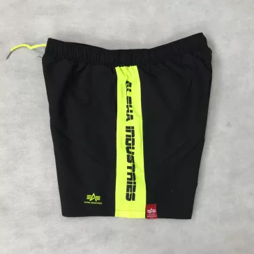 Printed Stripe Swim Short - black