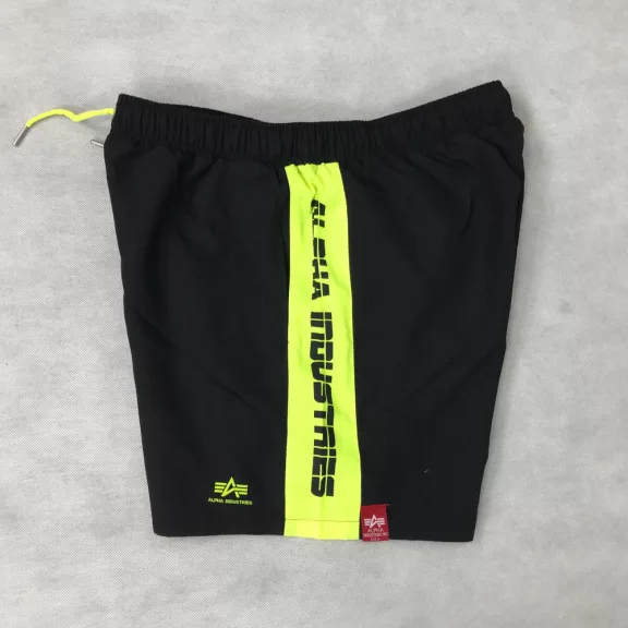 Printed Stripe Swim Short - black