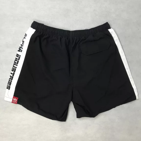 Printed Stripe Swim Short - black/white