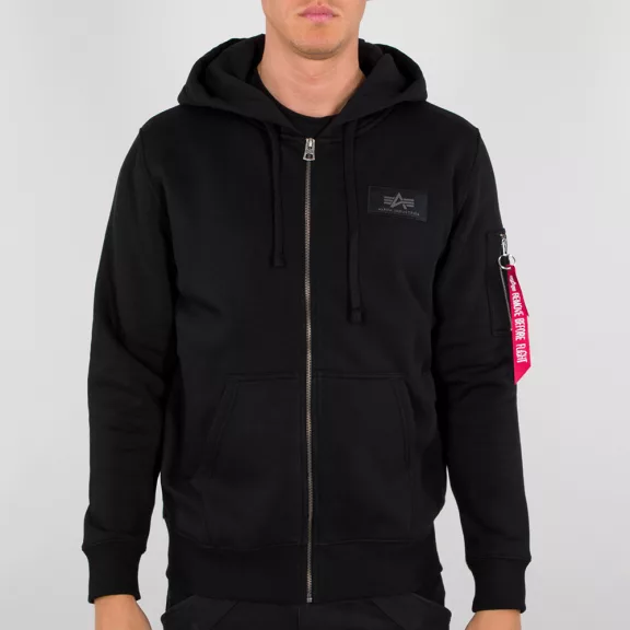 Back Print Zip Hoody - black