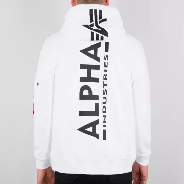 Back Print Zip Hoody - white