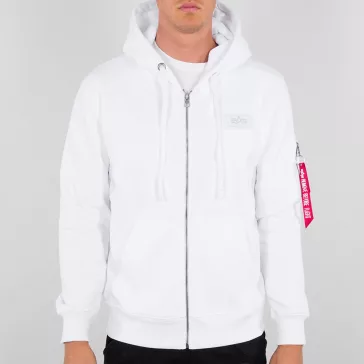 Back Print Zip Hoody - white