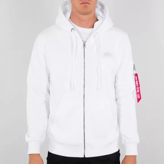 Back Print Zip Hoody - white