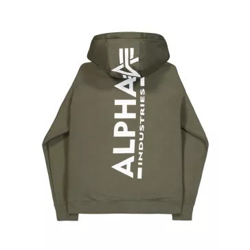 Back Print Zip Hoodie - dark olive