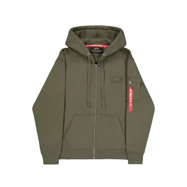 Back Print Zip Hoodie - dark olive