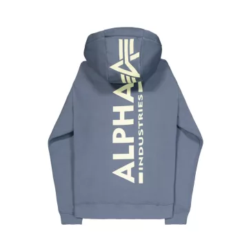 Back Print Zip Hoody - denim blue