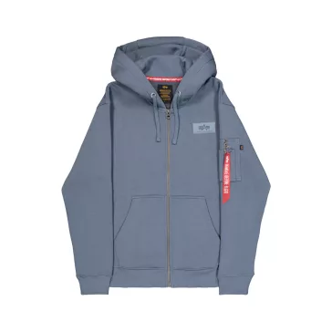 Back Print Zip Hoody - denim blue