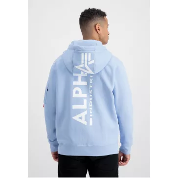 Back Print Zip Hoody - light blue
