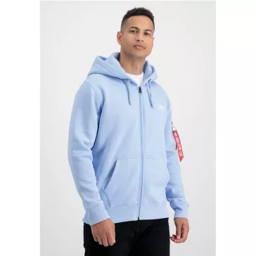 Back Print Zip Hoody - light blue