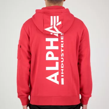 Back Print Zip Hoody - mars red
