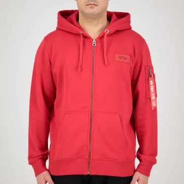 Back Print Zip Hoody - mars red