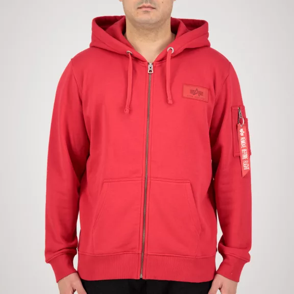 Back Print Zip Hoody - mars red