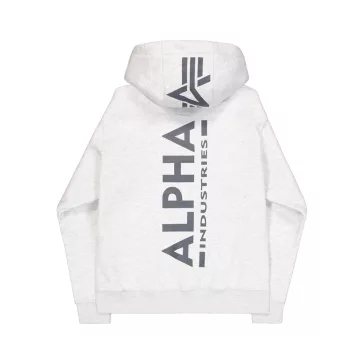 Back Print Zip Hoody - pastel grey melange