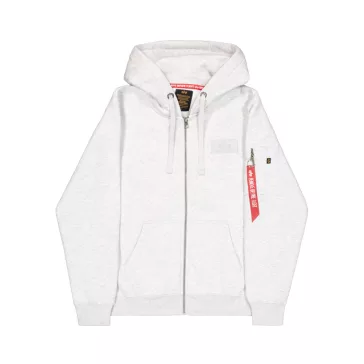 Back Print Zip Hoody - pastel grey melange