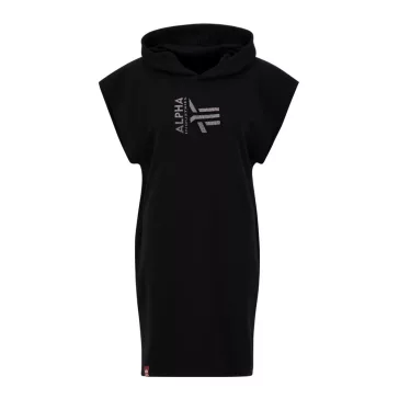 Hoody Dress Glitter Woman - black