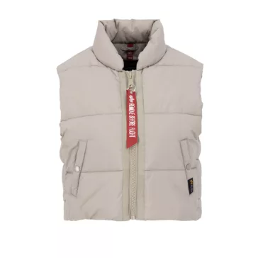 Puffer Vest Cropped Woman - vintage sand