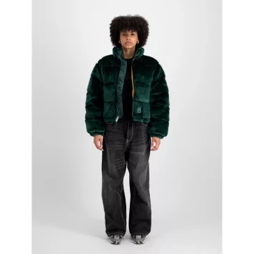 Fur Puffer Wmn - force green