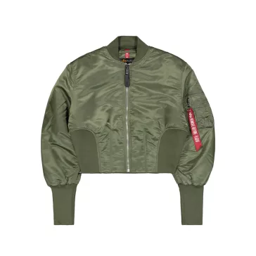 Waisted MA-1 Bomber Jacket Women - sage-green