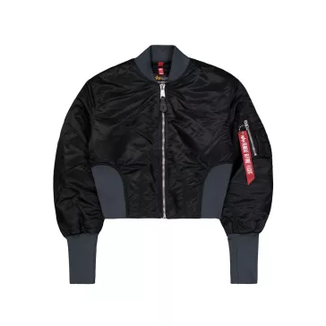 Waisted MA-1 Bomber Jacket Women - black