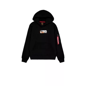 Camo Panel Hoodie - black