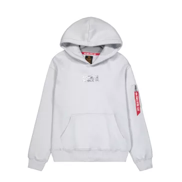Metal Plate Hoodie - pastel grey