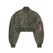 MA-1 Vintage Cropped Light Bomber Jacket Women - dark olive