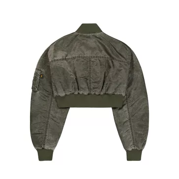 MA-1 Vintage Cropped Light Bomber Jacket Women - dark olive