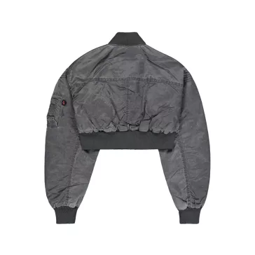   MA-1 Vintage Cropped Light Bomber Jacket Women - vingate grey