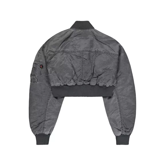 MA-1 Vintage Cropped Light Bomber Jacket Women - vingate grey