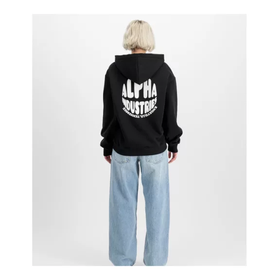 Logo Back Print Hoodie Women - black