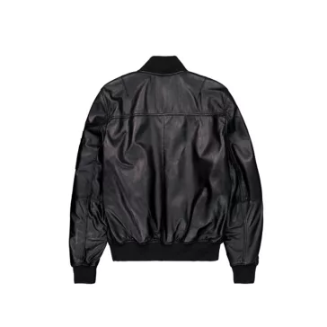 MA-1 Leather Bomber Jacket - black